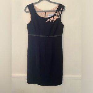 Jessica Howard Women’s Black Shift Dress w beautiful embroidered accent - Sz 10